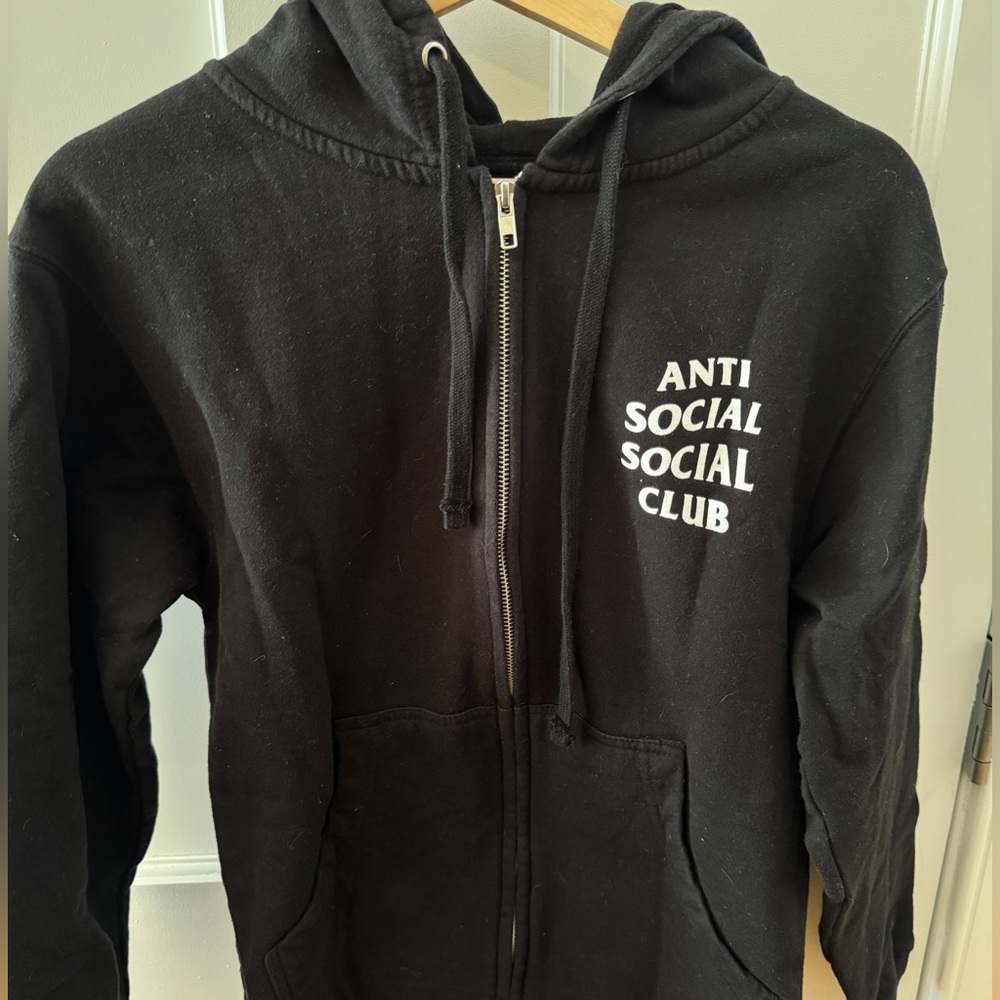 Anti social social club black zip up hoodie